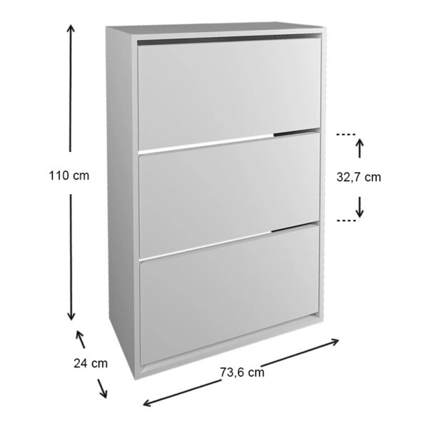 Παπουτσοθήκη μελαμίνης Nave 18 ζευγών χρώμα λευκό 73,6x24x110εκ.