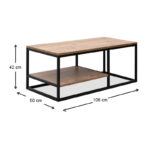 Τραπεζάκι σαλονιού Kane μεταλλικό - μελαμίνης χρώμα pine oak 106x50x42εκ.