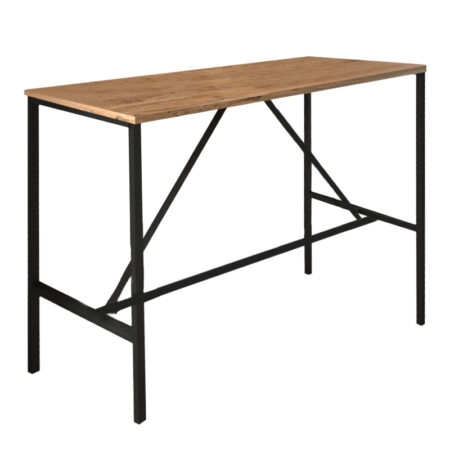 Τραπέζι μπαρ - stand Crego μεταλλικό - μελαμίνης χρώμα pine oak - μαύρο 100x45x89εκ.