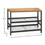 Παπουτσοθήκη Dalia 6 ζευγών μεταλλική - μελαμίνης χρώμα μαύρο - pine oak 65x30x45εκ.