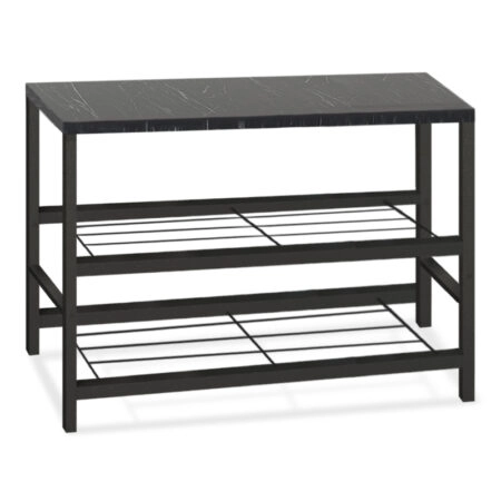 Παπουτσοθήκη Dalia 6 ζευγών μεταλλική - μελαμίνης χρώμα μαύρο εφέ μαρμάρου 65x30x45εκ.
