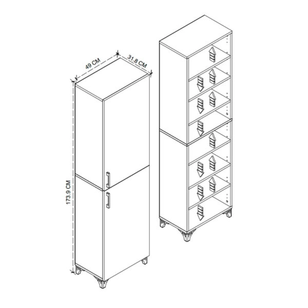 Ντουλάπι κουζίνας/μπάνιου Charlie χρώμα λευκό 49x31,8x173,9εκ.