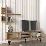 Σύνθεση τηλεόρασης Salerno  από μελαμίνη χρώμα sapphire oak 180x35x51εκ.