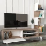 Έπιπλο τηλεόρασης Ceren από μελαμίνη χρώμα λευκό - cordoba 149,5x31x131,6εκ.