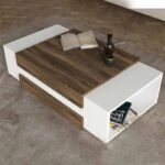 Τραπεζάκι σαλονιού Nora από μελαμίνη χρώμα λευκό - καρυδί 110x60,6x31εκ.