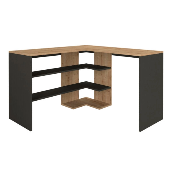 Γραφείο εργασίας Stylo από μελαμίνη χρώμα sapphire oak - ανθρακί 120x120x73,8εκ.