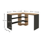 Γραφείο εργασίας Stylo από μελαμίνη χρώμα sapphire oak - ανθρακί 120x120x73,8εκ.