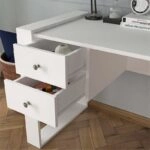 Γραφείο εργασίας Fernando  από μελαμίνη χρώμα λευκό 158,4x60x72,2εκ.