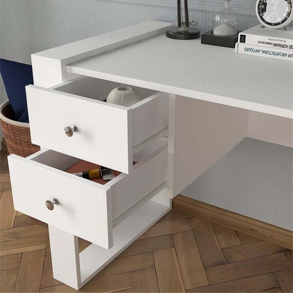 Γραφείο εργασίας Fernando  από μελαμίνη χρώμα λευκό 158,4x60x72,2εκ.