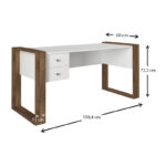 Γραφείο εργασίας Fernando  από μελαμίνη χρώμα λευκό - καρυδί 158,4x60x72,2εκ.