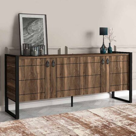 Μπουφές μελαμίνης Ursula χρώμα καρυδί 180x40x77,6εκ.