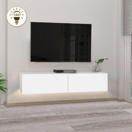 Έπιπλο τηλεόρασης επιτοίχιο Aristo Megapap με LED χρώμα λευκό 135x31