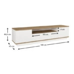 Έπιπλο τηλεόρασης Fedya από μελαμίνη χρώμα λευκό - sapphire oak 180x45x44,6εκ.