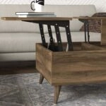 Τραπεζάκι σαλονιού Roy με σερβιτόρο από μελαμίνη χρώμα καρυδί 121x69x40εκ.