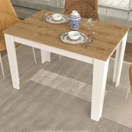 Τραπέζι μελαμίνης Darlen χρώμα λευκό - sapphire oak 110x72x74εκ.