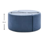 Σκαμπώ Alis βελούδινο χρώμα μπλε 80x80x40εκ.