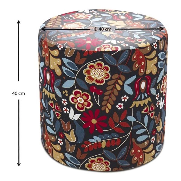 Σκαμπώ κύλινδρος Dalbi υφασμάτινο χρώμα πολύχρωμο 40x40x40εκ.