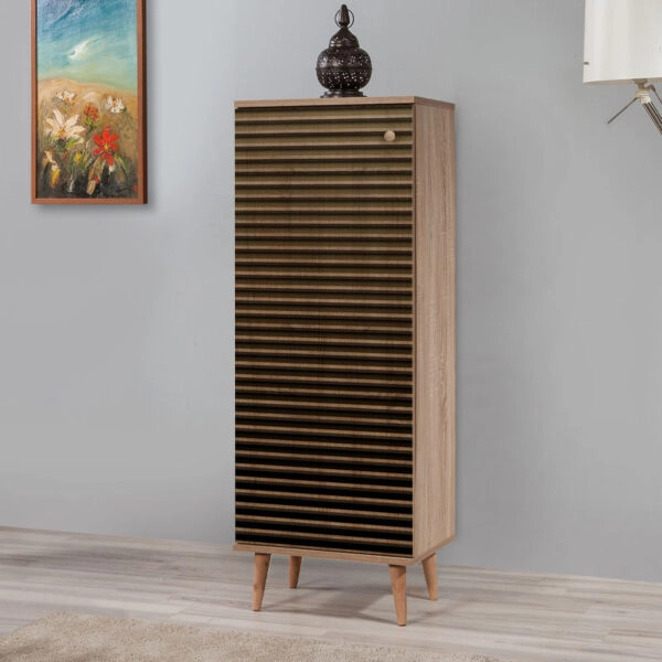 Παπουτσοθήκη - ντουλάπι Soho από μελαμίνη χρώμα sonoma 50x38x135εκ.