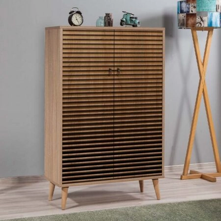 Παπουτσοθήκη - ντουλάπι Soho από μελαμίνη χρώμα sonoma 80x36x127εκ.