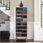 Ντουλάπι κουζίνας/μπάνιου - Παπουτσοθήκη Assiri από μελαμίνη χρώμα λευκό 50x38x135εκ.