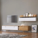 Σύνθεση τηλεόρασης Hera χρώμα sapphire oak - λευκό 170x37x45εκ.