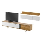 Σύνθεση τηλεόρασης Hera χρώμα sapphire oak - λευκό 170x37x45εκ.