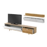 Σύνθεση τηλεόρασης Hera χρώμα sapphire oak - λευκό 170x37x45εκ.