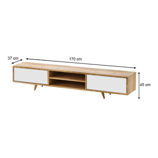 Έπιπλο τηλεόρασης Serine  χρώμα sapphire oak - λευκό 170x37x45εκ.