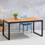 Τραπέζι κήπου Poseidon μέταλλο - ξύλο χρώμα μαύρο - καρυδί 180x92x75εκ.