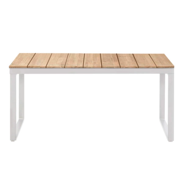 Τραπέζι κήπου Poseidon μέταλλο - ξύλο χρώμα λευκό - φυσικό 180x92x75εκ.