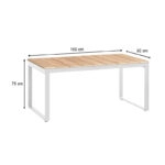 Τραπέζι κήπου Poseidon μέταλλο - ξύλο χρώμα λευκό - φυσικό 180x92x75εκ.