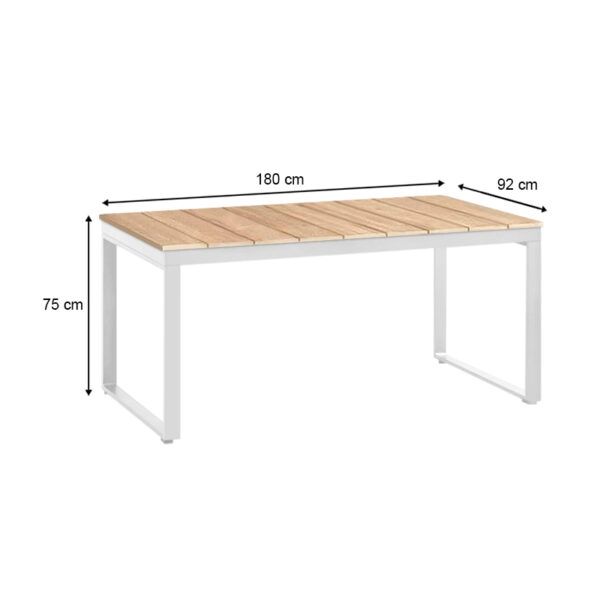 Τραπέζι κήπου Poseidon μέταλλο - ξύλο χρώμα λευκό - φυσικό 180x92x75εκ.