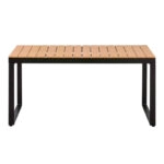 Τραπέζι κήπου Poseidon μεταλλικό - μασίφ ξύλο χρώμα μαύρο - καρυδί 150x82x75εκ.