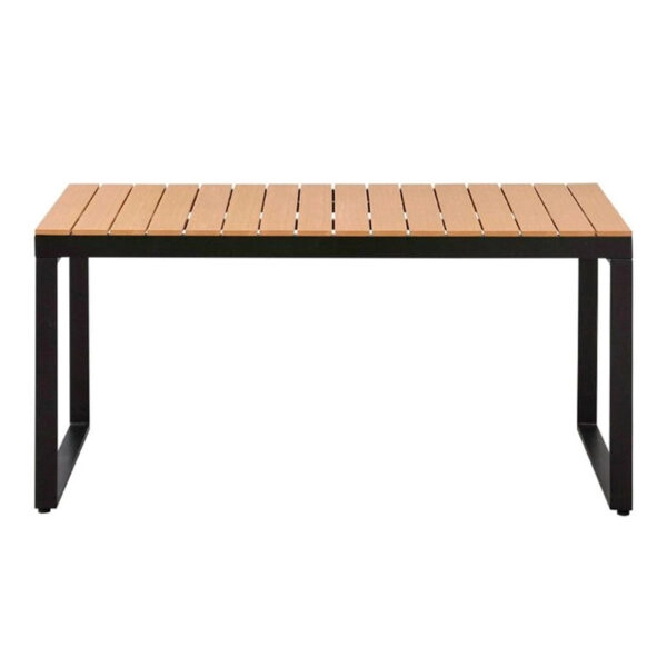 Τραπέζι κήπου Poseidon μεταλλικό - μασίφ ξύλο χρώμα μαύρο - καρυδί 150x82x75εκ.