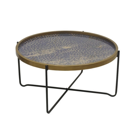 BIG FISH COFFEE TABLE ΠΟΛΥΧΡΩΜΟ ΜΕ PATTERN ΜΑΥΡΟ 75x75xH37