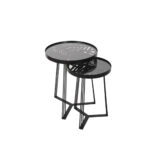 JUNGLE SIDE TABLE SET 2ΤΕΜ ΜΑΥΡΟ ΜΕ PATTERN ΜΑΥΡΟ 40x40xH50cm