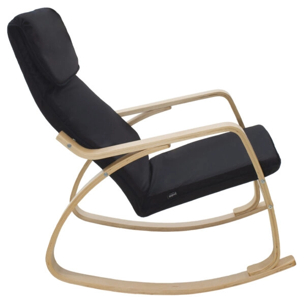 Πολυθρόνα Zenia  κουνιστή σε μαύρο ύφασμα και φυσικό ξύλο