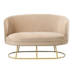 Καναπές διθέσιος Rony  βελούδο μπεζ-πόδι χρυσό μέταλλο 135x75x85εκ