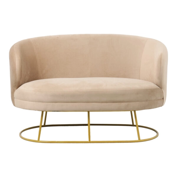 Καναπές διθέσιος Rony  βελούδο μπεζ-πόδι χρυσό μέταλλο 135x75x85εκ