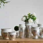 Uma Κασπώ από Τερακότα Ασημί/Γκρι (20,3x20,3x19,1)cm Σετ/2