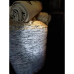 KNIT ΠΟΥΦ ΜΠΛΕ ΑΝΟΙΧΤΟ ΦΥΣΙΚΟ 40x40xH40cm