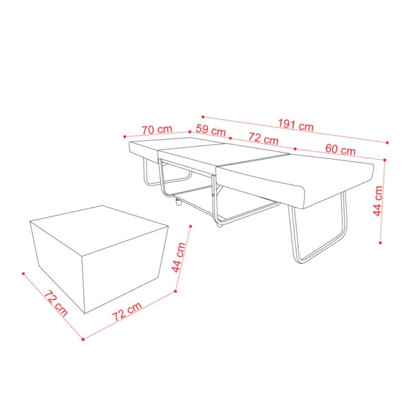 FOLD ΠΟΥΦ ΚΡΕΒΑΤΙ ΑΝΑΔΙΠΛΟΜΕΝΟ ΓΚΡΙ 26-861 70x72xH43cm