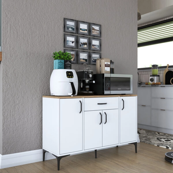 Μπουφές Ubron λευκό-καρυδί μελαμίνης 120x40x78.6εκ