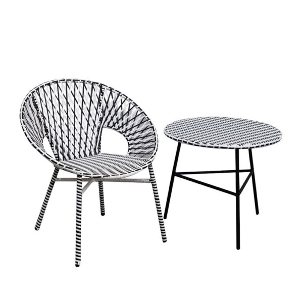 GRANADA COFFEE TABLE ΜΑΥΡΟ ΛΕΥΚΟ 65x65xH56cm