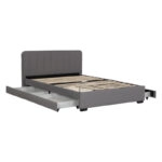 Κρεβάτι Veloty  ύφασμα ανθρακί με συρτάρια 150x200εκ