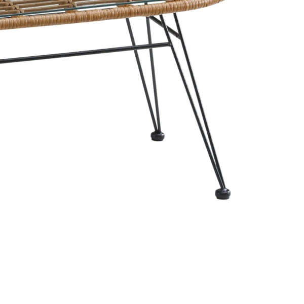 Τραπέζι Naoki  μαύρο μέταλλο-pe φυσικό-γυαλί 100x45x46εκ
