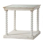 Τραπεζάκι βοηθητικό ξύλινο με σκαλιστό καπάκι και γυαλί (61x61x61)cm