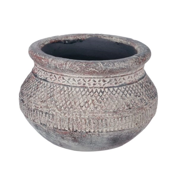 Artekko Pot Κασπώ από Τερακότα σε Γκρι Πατίνα (21x21x15)cm
