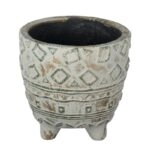 Yoli Γλάστρα με Σχέδια Ανοιχτό Γκρι Τερακότα (21x21x21.5)cm