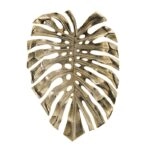 Artekko Monstera Διακοσμτική Πιατέλα Μέταλλο Χρυσό (48x34x3.5)cm